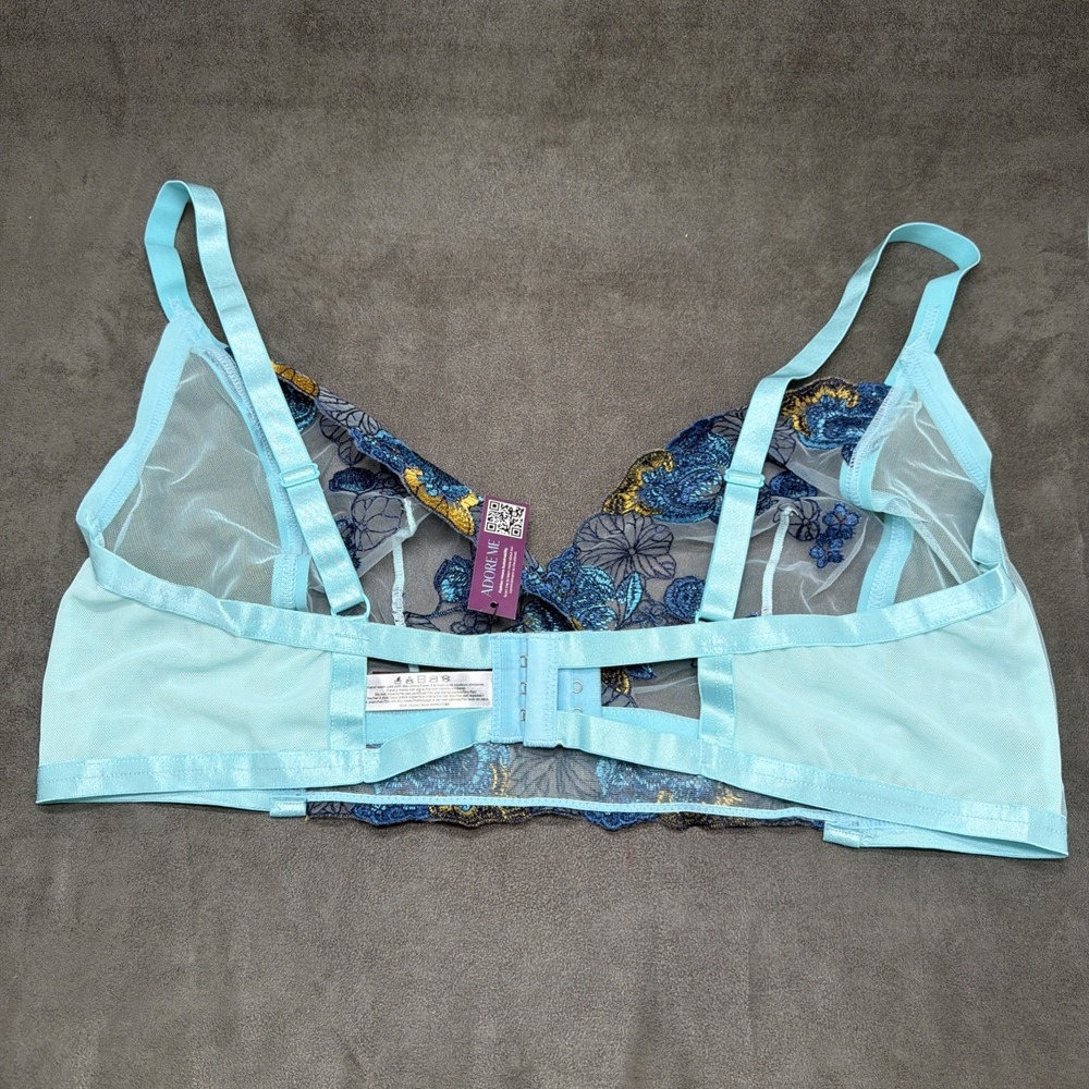 Adore Me Emilie Lotus Pond Blue Unlined Bralette Size 3X - Picture 3 of 4